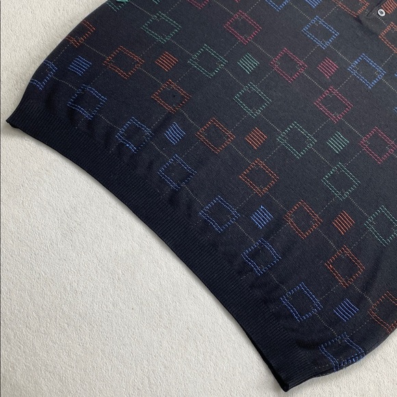 St. Croix Knits Vintage Wool Blend Geometric Pattern Long Sleeve Sweater Polo - Picture 11 of 16